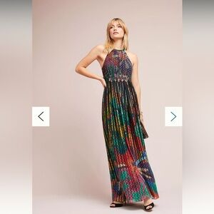 Anthropologie Geisha Designs Kalinka Multicolor Halter Maxi Dress Size 0
